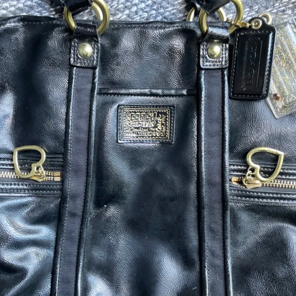 COACH black leather cross body purse - Picture 1 of 6